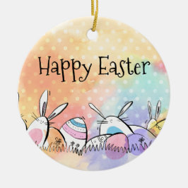 Ornamento de cerámica feliz de Pascua de la