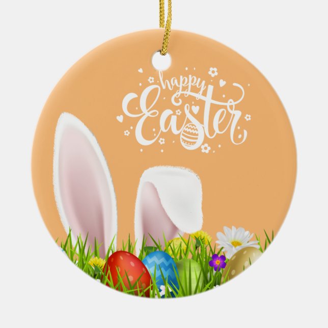 Ornamento de cerámica feliz de Pascua el | de los (Frente)