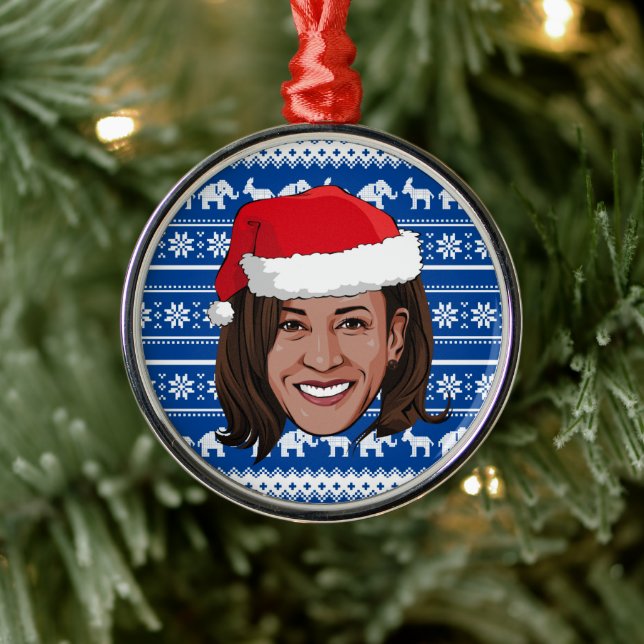 Ornamento de cerámica Kamala Harris Blue Holiday (Árbol)