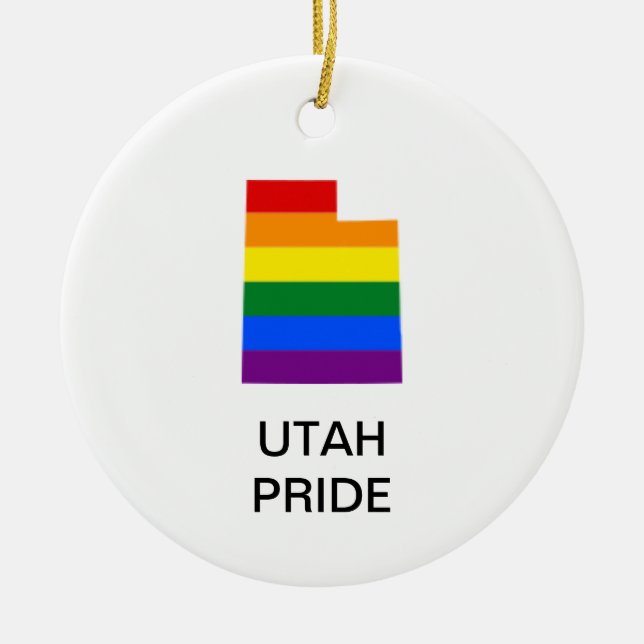 Ornamento de cerámica LGBTQ UTAH PRIDE (Frente)