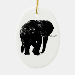 Ornamento de cerámica oval del elefante