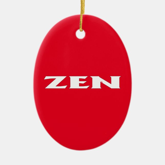 Ornamento de cerámica ovalada rojo Zen (Frente)