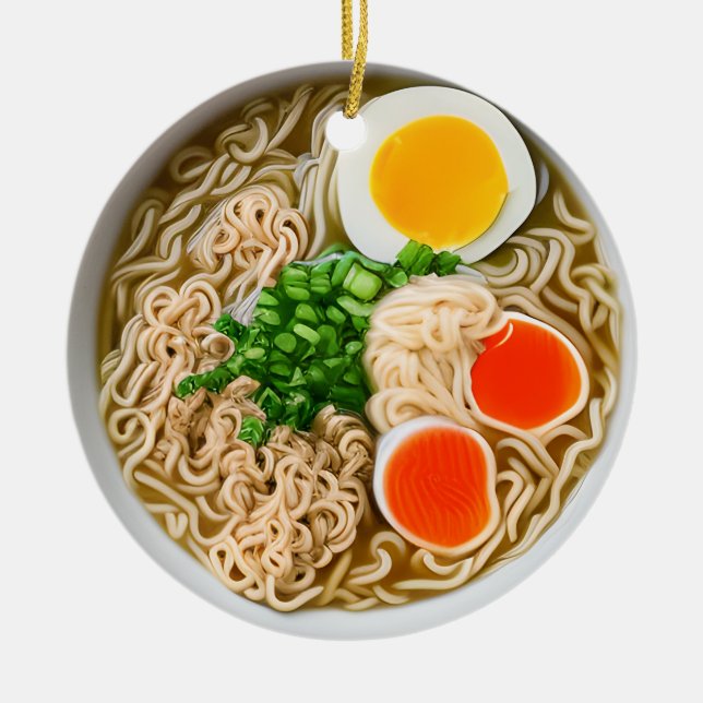 Ornamento de cerámica para Navidades de Ramen Nood (Frente)