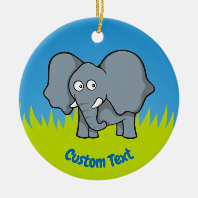 Ornamento de cerámica personalizado de elefante gr (Frente)