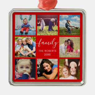 Ornamento de cerámica Personalizado rojo Collage 