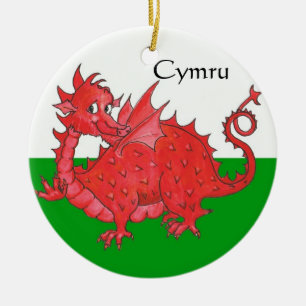 Ornamento de cerámica rojo lindo del dragón, ver