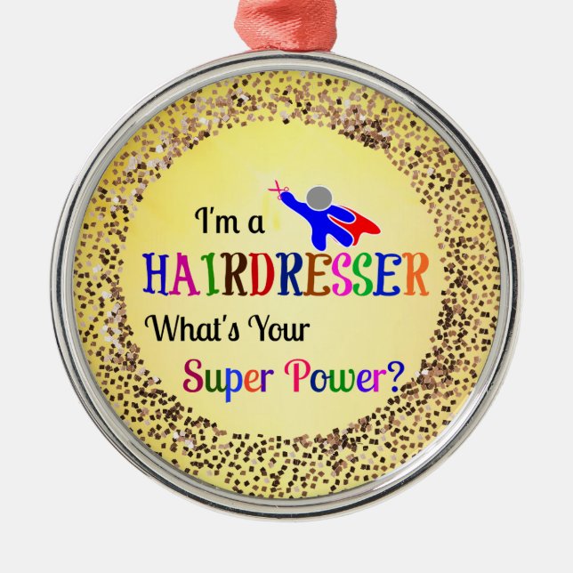 Ornamento de cerámica Super Power para peluquero (Frente)