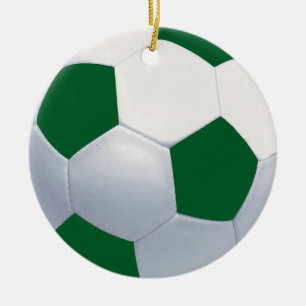 Ornamento de cerámica verde y blanco del balón d