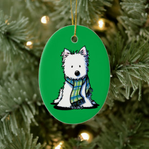 Ornamento de cerámica Westie Scarf Winter