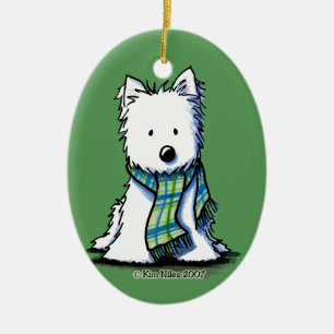 Ornamento de cerámica Westie Scarf Winter