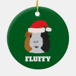 Ornamento de cerdo de Guinea naranja, blanca y neg