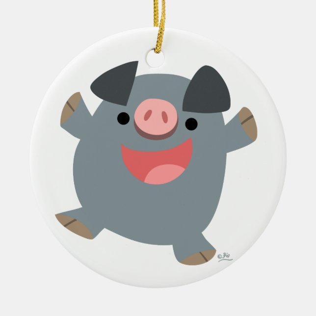 Ornamento de cerdo del Personalizado Cute Bouncy (Frente)