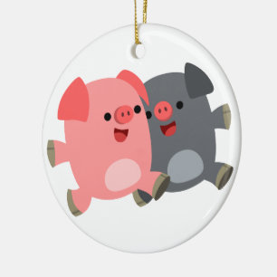 Ornamento de cerdos de Personalizado blanco y negr