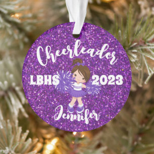 Ornamento de Cheerled Purple Personalizado