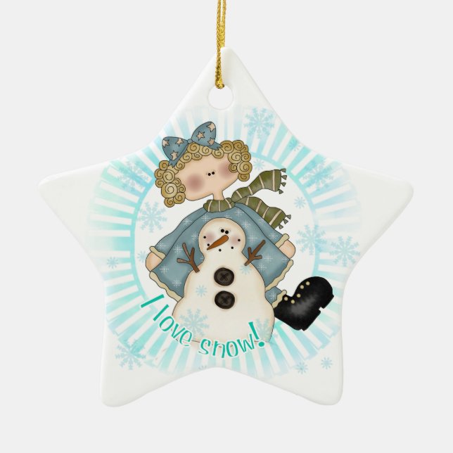 Ornamento de Chica rubio y Snowman Keepsake (Frente)