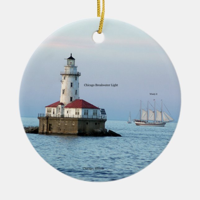 Ornamento de Chicago Breakwater Light de 2 lados (Frente)