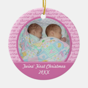 Ornamento de Christma de los gemelos del rosa