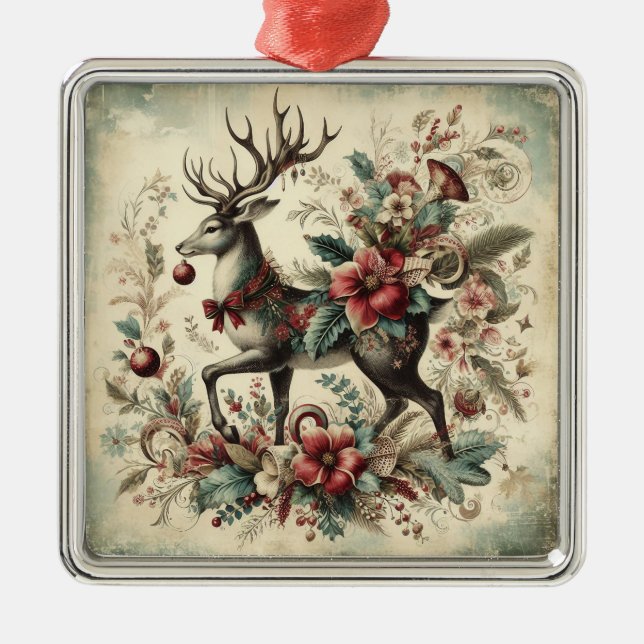 Ornamento de ciervo de Navidades clásicos (Frente)