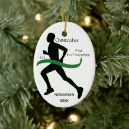 Ornamento de cinta verde de corredor de maratón de