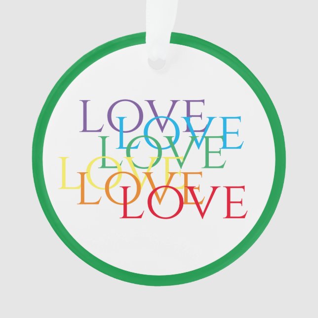 Ornamento de Círculo Acrílico de AMOR DE RAINBOW - (Anverso)