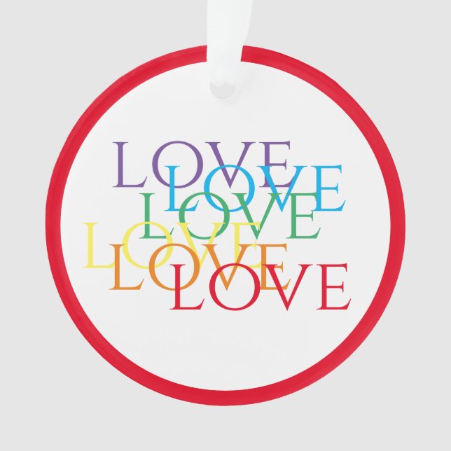 Ornamento de Círculo Acrílico de AMOR DE RAINBOW - (Anverso)