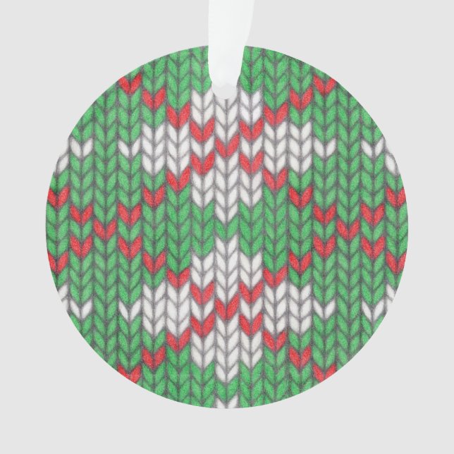 Ornamento de Círculo Acrílico XMAS ARGYLE KNIT (Anverso)