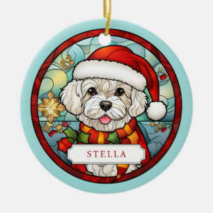 Ornamento de circulo cerámico Bichon Frise