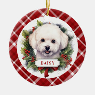 Ornamento de circulo cerámico Bichon Frise