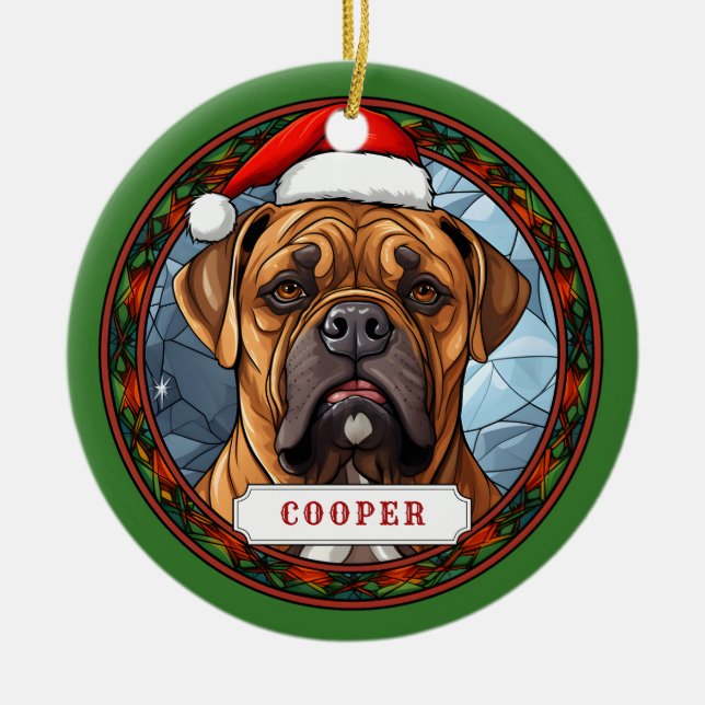 Ornamento de círculo cerámico Bull Mastiff (Frente)