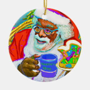 Ornamento de círculo cerámico con Santa Negra