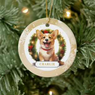 Ornamento de Círculo Cerámico Corgi