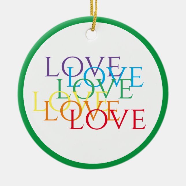 Ornamento de Círculo Cerámico de AMOR DE RAINBOW - (Frente)