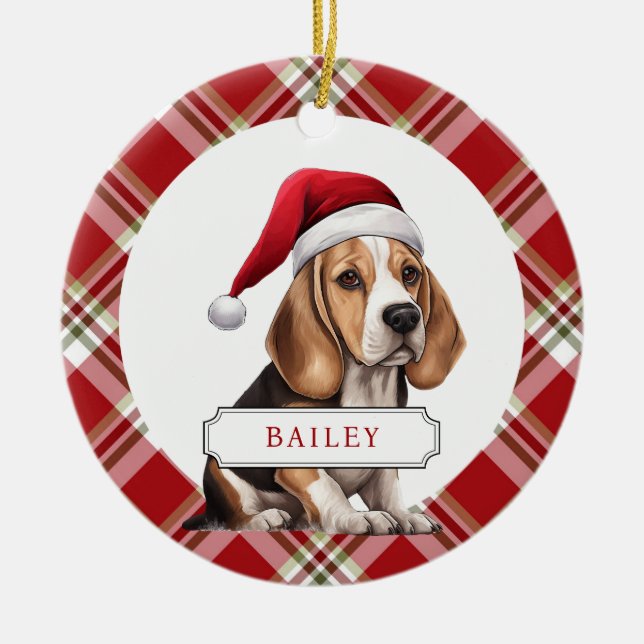 Ornamento de círculo cerámico de Beagle (Frente)