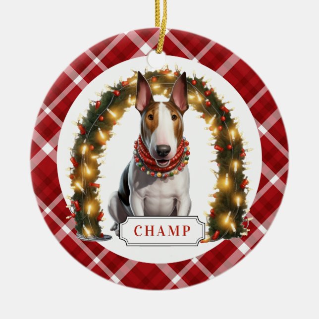 Ornamento de círculo cerámico de Bull Terrier (Frente)