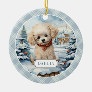 Ornamento de Círculo Cerámico de Poodle