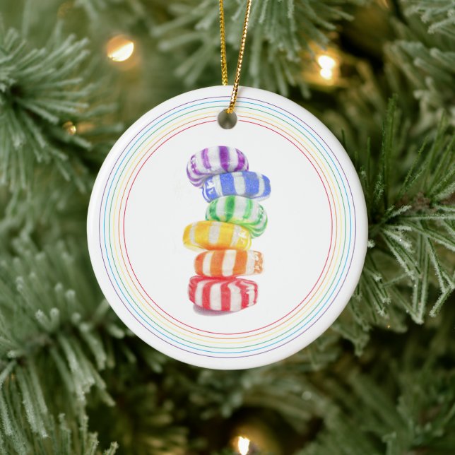 Ornamento de Círculo Cerámico de RAINBOW CANDY (Árbol)