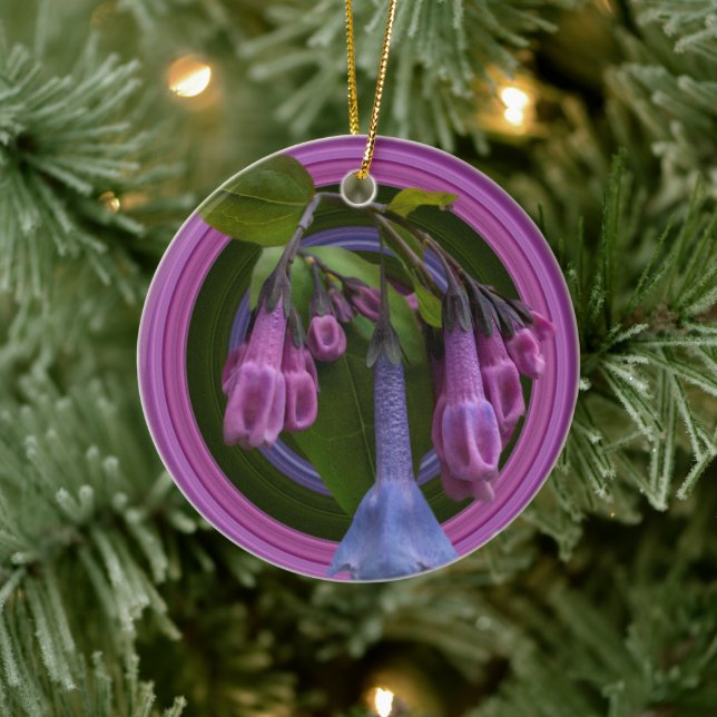 Ornamento de circulo cerámico de Virginia Bluebell (Árbol)