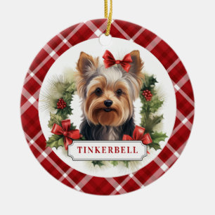 Ornamento de circulo cerámico de Yorkshire Terrier