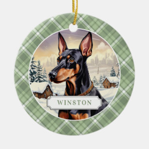 Ornamento de Círculo Cerámico Doberman Pinscher