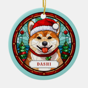 Ornamento de circulo cerámico Shiba Inu