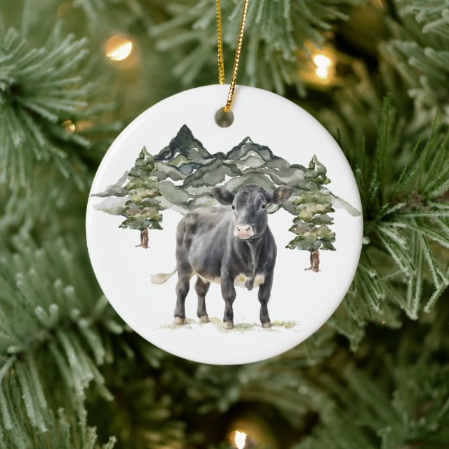 Ornamento de circulo cerámico - Vaca1 (Árbol)