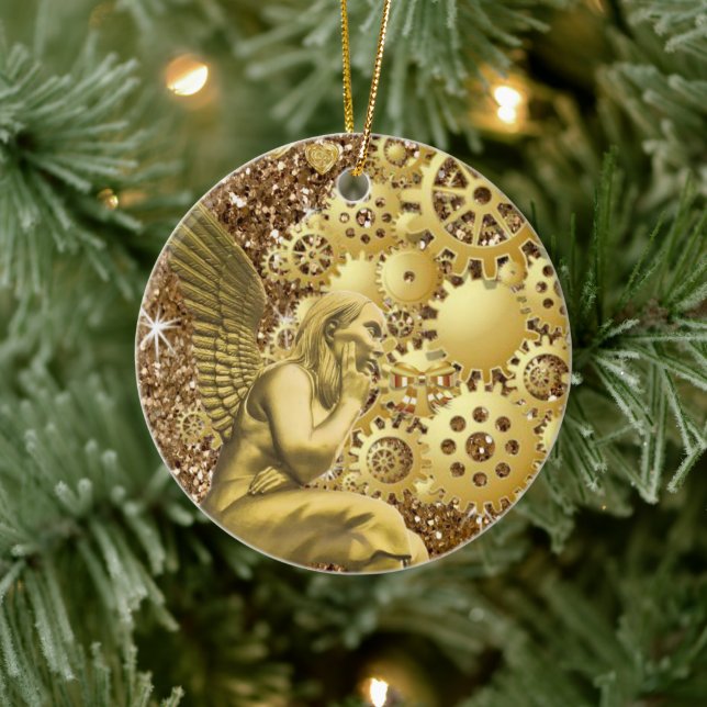 Ornamento de círculo de navidades, Ángel de oro (Árbol)