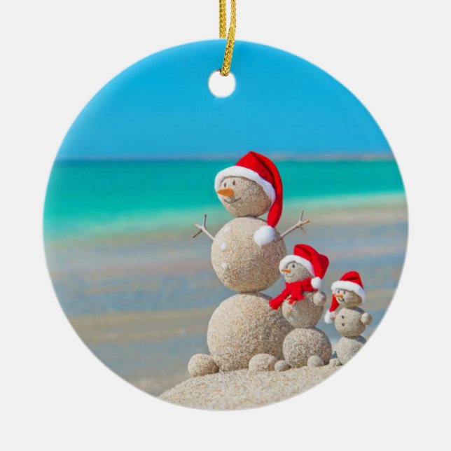 Ornamento de círculo de navidades, hombre de nieve (Frente)