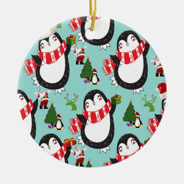 Ornamento de círculo de navidades, pingüino (Frente)