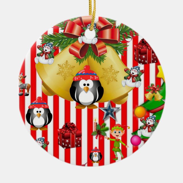 Ornamento de círculo de navidades, pingüino de hom (Frente)