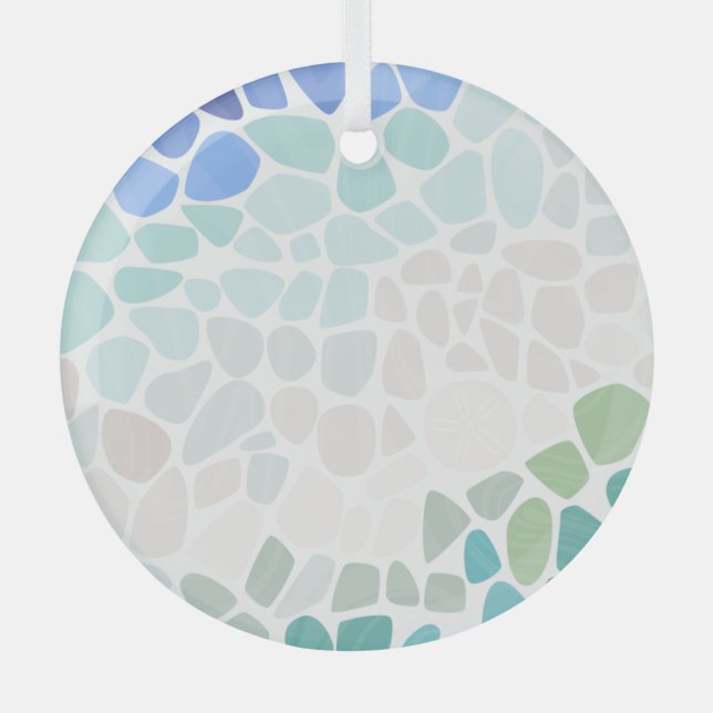 Ornamento de círculo de vidrio marino colorido (Anverso)