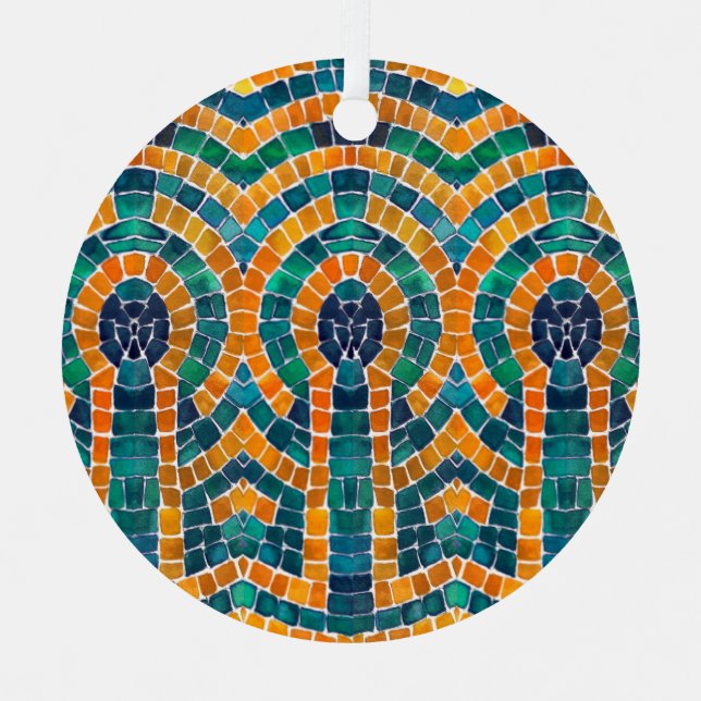 Ornamento de Círculo Metalizado MOSAICO DE ICONS D (Anverso)