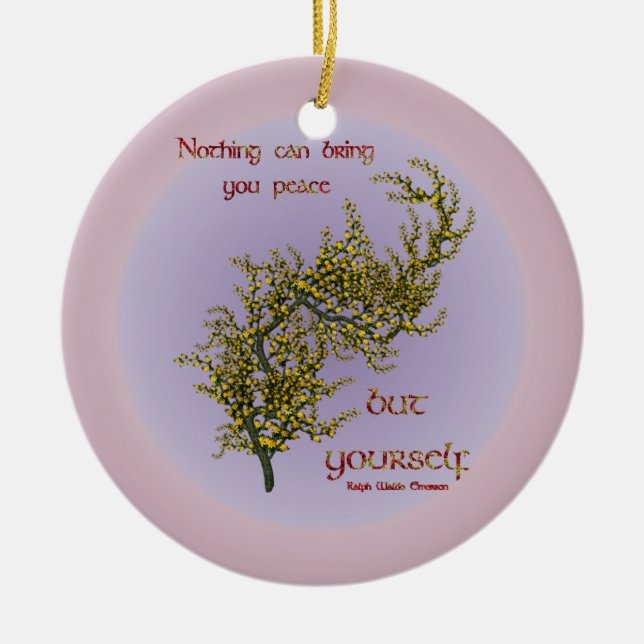 Ornamento de citas Inspiradoras de paz de flores (Frente)