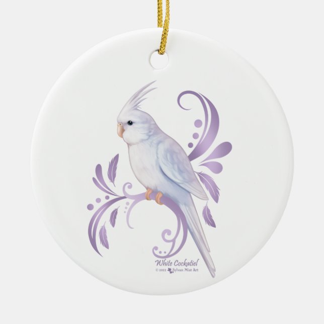 Ornamento de Cockatiel blanco (Frente)