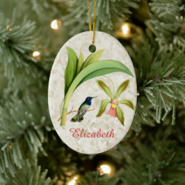 Ornamento de colibrí con cabeza violeta